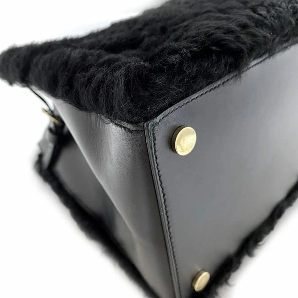 Balenciaga Bag Black Leather Fur Sheepskin Handbag Shoulder Tote Zipper - Picture 7 of 10